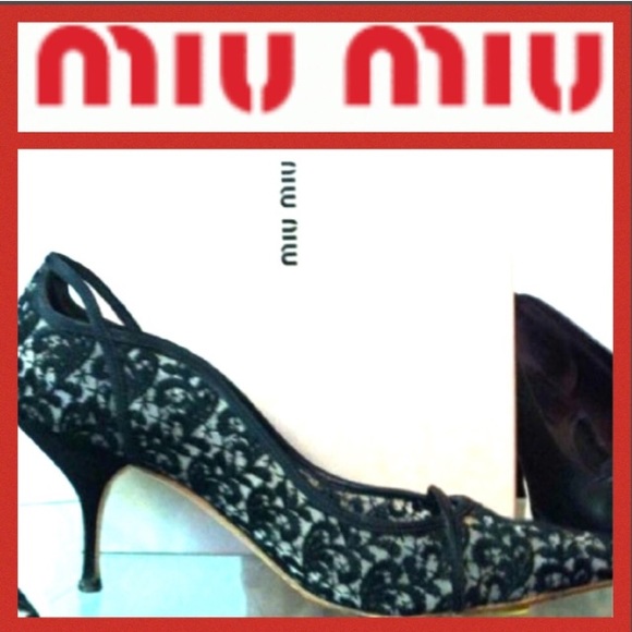 Miu Miu Shoes - Miu Miu black lace heels